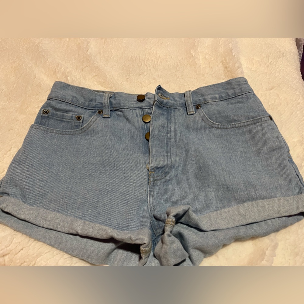 light blue jean shorts